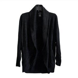 Black Soft Fuzzy Cardigan Open Front Max & Mia Women's Small Long Sleeve